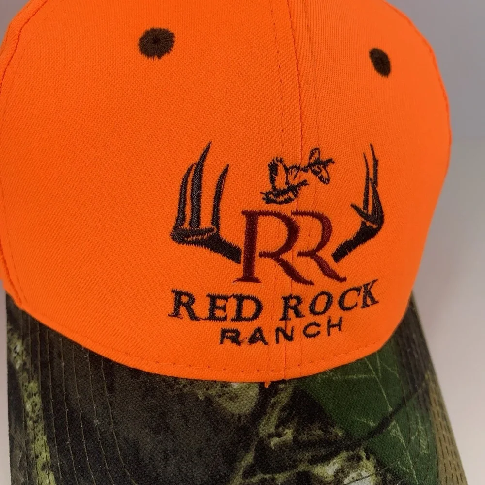 Red Rock Ranch Hat Marland OK Blaze Orange Camo Adjustable Structured Cap
